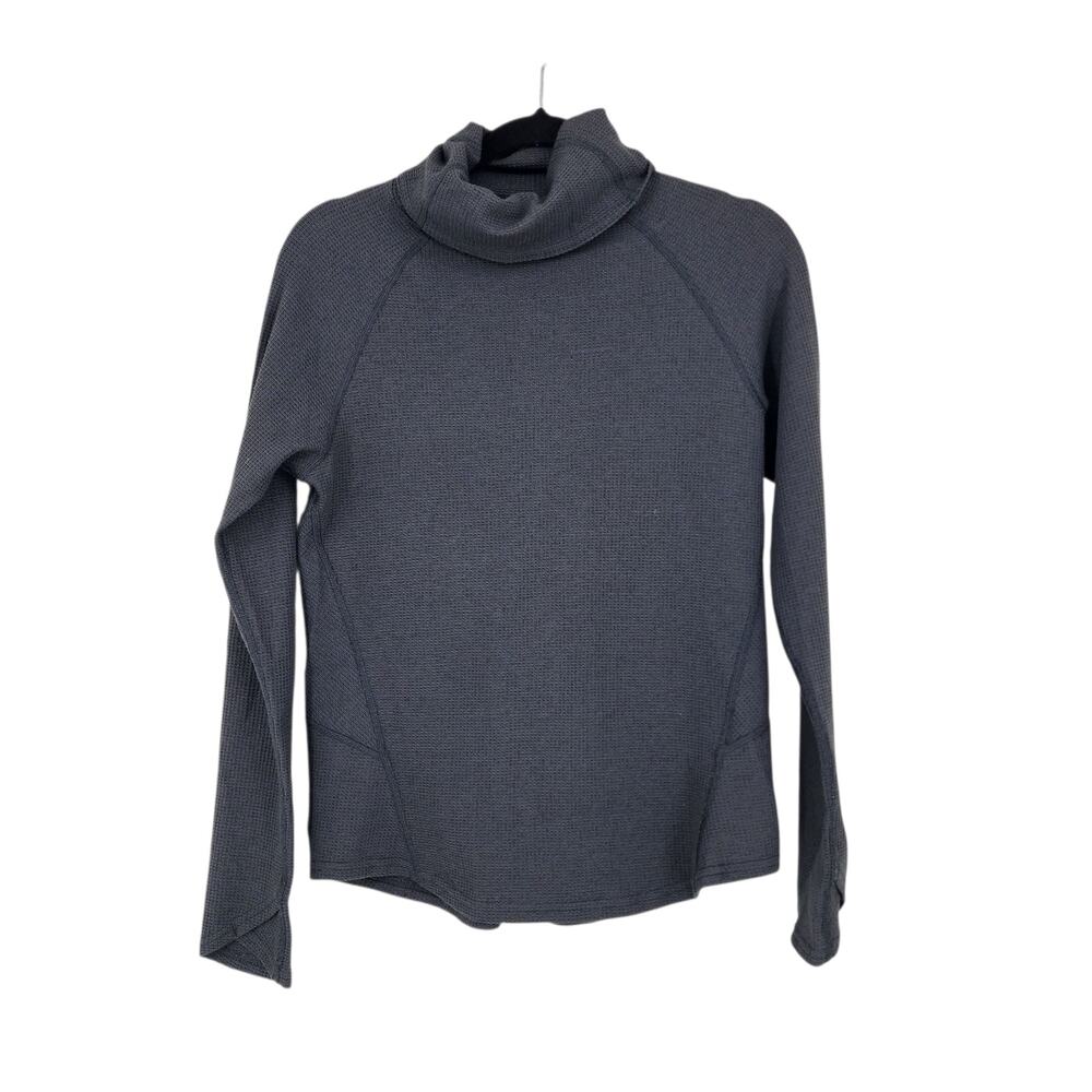 Kuhl Gray Petra Cotton Blend Waffle Thermal Turtleneck Long Sleeve Top Size S